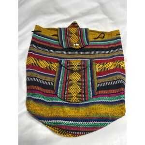 Pinzon‎ Colorful Woven Drawstring Backpack Bag Travel Hiking Boho
